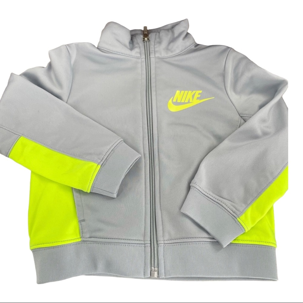 Nike boys zip up jacket. Gray neon yellow size 2T